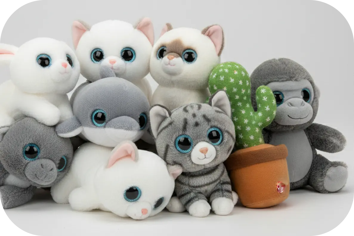 Foto conjunta de todos los peluches